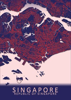Singapore Blue City Map