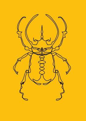 Beetle lineart on yellow 