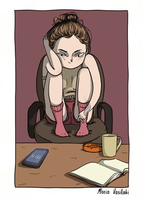 Waiting-Girl Illustration