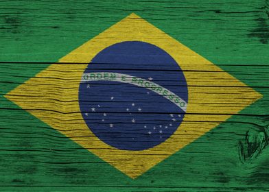 Wooden Brazilian Flag