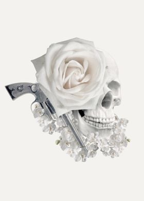 Skull flowers with gun 