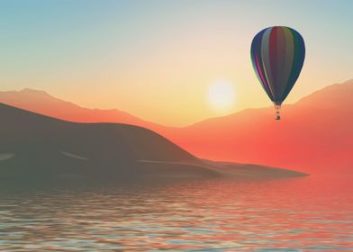 Air Balloon At Sunset