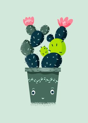 Cactus in Smiling Pot