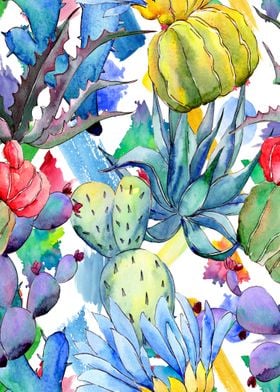 Cacti Abstract Watercolor