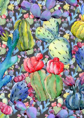 Cactus Abstract Watercolor