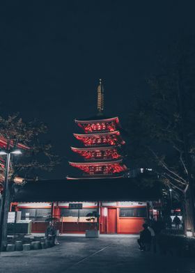 Asakusa Temple At Night 