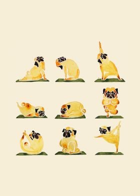 Pug Yoga Watercolor