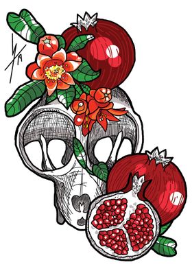 Lemur Skull Pomegranates 