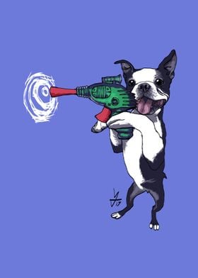 Boston Terrier with Raygun
