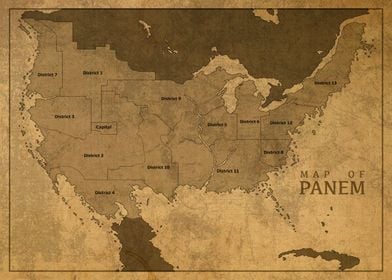 Vintage Map of Panem