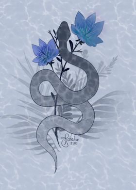 Snake Illustration blue