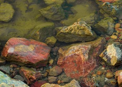 Wet rocks in a river