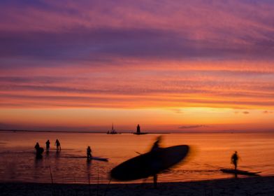 Paddle Surfer in Sunset