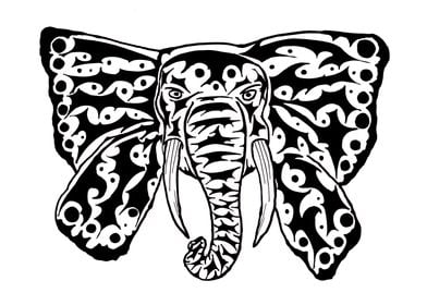 Elephant Butterfly Tattoo 