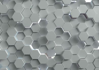 White Hexagon Grid 4