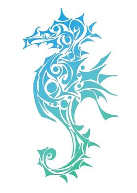 Turquoise Seahorse Tattoo