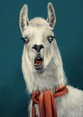 Llama with Red Scarf