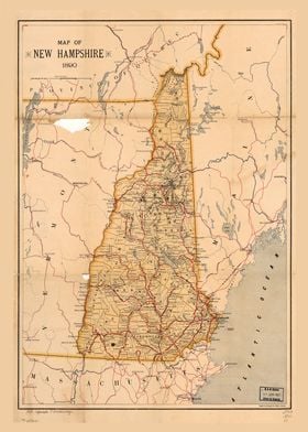 New Hampshire Map 1890