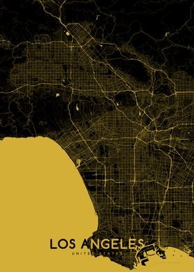 Los Angeles map gold