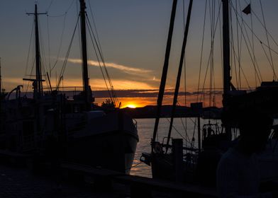 Sunset Bergen harbour