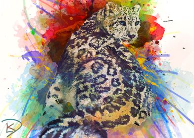 Snow Leopard Watercolor