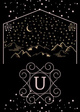Starry Night Monogram U