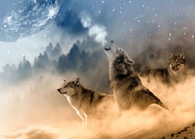 Fantasy Wolf Wolves' Poster by Wonderful Dream Picture | Displate