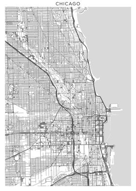 Chicago grey map