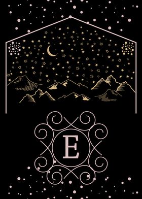 Starry Night Monogram E