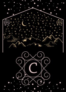 Starry Night Monogram C