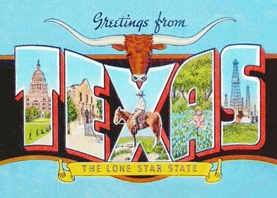Vintage Texas Postcard Art
