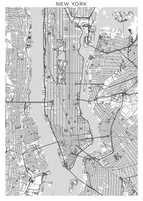 New York grey map