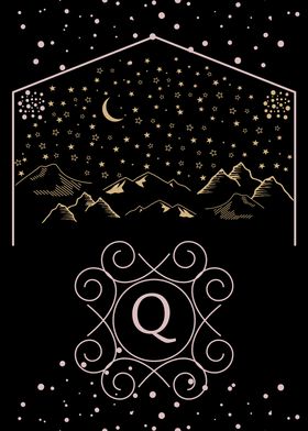Starry Night Monogram Q