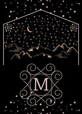 Starry Night Monogram M