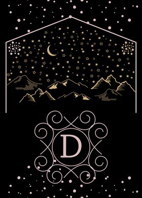 Starry Night Monogram D