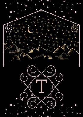 Starry Night Monogram T