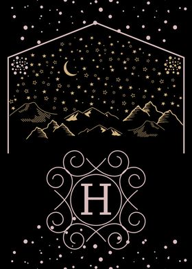 Starry Night Monogram H