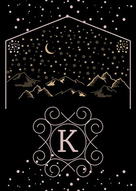 Starry Night Monogram K