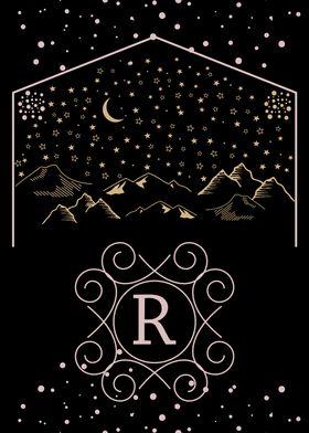 Starry Night Monogram R