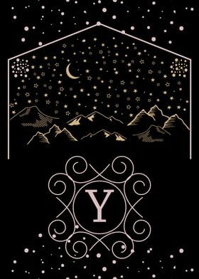 Starry Night Monogram Y