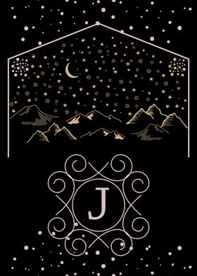 Starry Night Monogram J