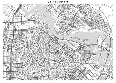 Amsterdam grey map