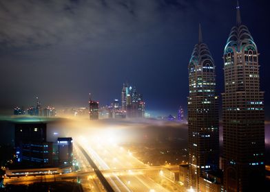 Dubai Skyline with Fog 