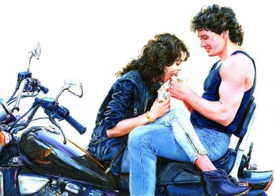 Lovers on Motor Bike