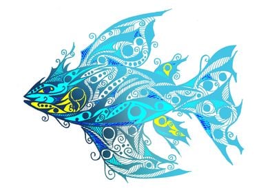 Blue Fish Tribal Tattoo