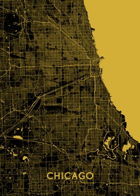 Chicago map gold