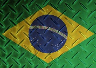 Metal Brazilian Flag