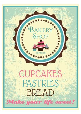 Vintage cupcake poster 