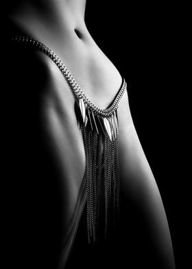 Woman closeup chain panty