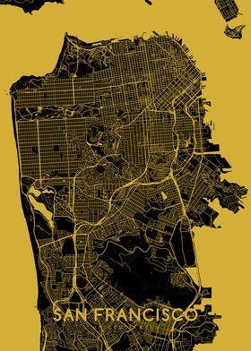 San Francisco map gold